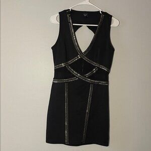 Windsor Black Dress with Gold Details